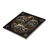 Fancy Fleur De Lis aangepaste naam tegel Tegeltje (Zijkant)