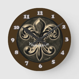 Fancy Fleur De Lis Clock Ronde Klok