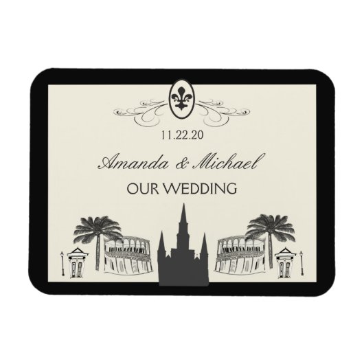 Fancy Fleur de Lis New Orleans Scene Magneet (Horizontaal)