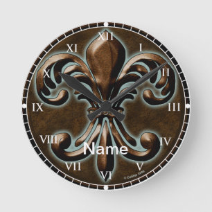 Fancy Fleur De Lis Ronde Klok