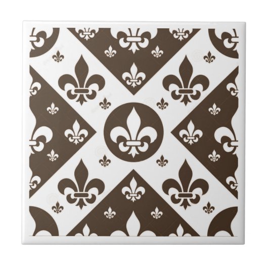 Fancy Fleur De Lis Tan Tegeltje (Voorkant)