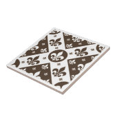 Fancy Fleur De Lis Tan Tegeltje (Zijkant)