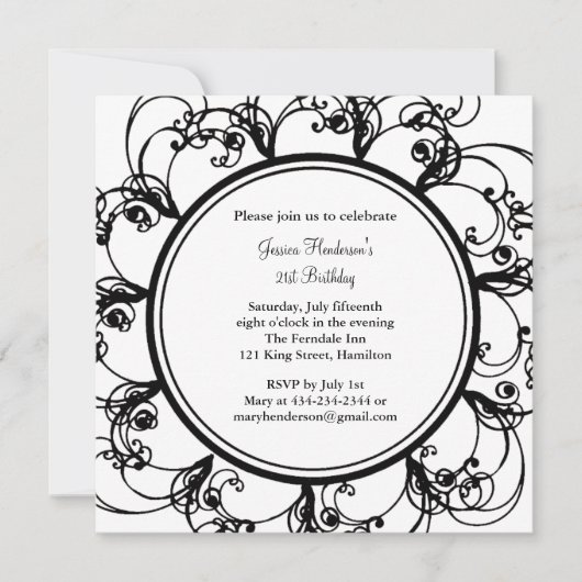 Fancy Floral 21e anniversaire Invitation (Devant)