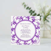 Fancy Floral 21e Invitation d'anniversaire (violet (Debout devant)