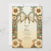 Fancy  Floral Art Nouveau bruiloft Save The Date (Voorkant)