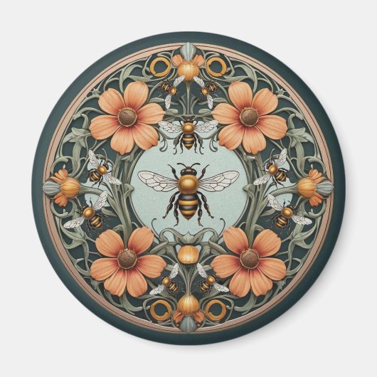 Fancy Floral Bee-utiful Bee  Magneet (Voorkant)