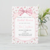 Fancy Floral Bow Bridal Show Invitation (Debout devant)