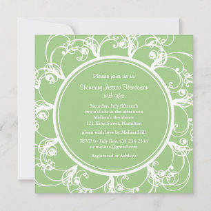 Fancy Floral Bridal Shower Invitation (groen) Kaart
