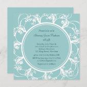 Fancy Floral Bridal Shower Invitation (turquoise) Kaart (Voorkant / Achterkant)