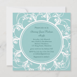 Fancy Floral Bridal Shower Invitation (turquoise) Kaart