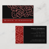 Fancy Floral Crimson Red Visitekaartje (Voorkant / Achterkant)