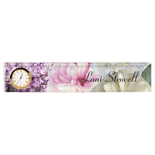 Fancy Floral Desk Nom Plaque (Devant)