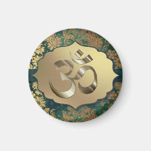 Fancy Floral Gold Om Magneet