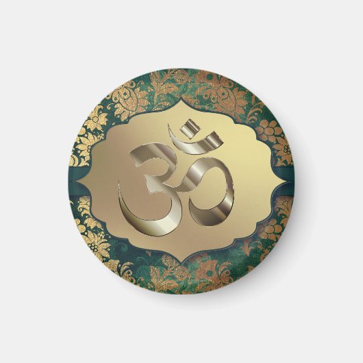 Fancy Floral Gold Om Magneet (Voorkant)