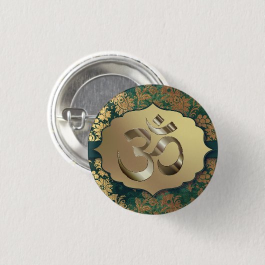Fancy Floral Gold Om Ronde Button 3,2 Cm (Voorkant /achterkant)