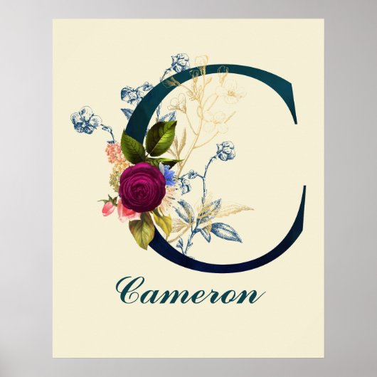 Fancy Floral Letter 'C' Poster (Voorkant)