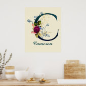 Fancy Floral Letter 'C' Poster (Keuken)