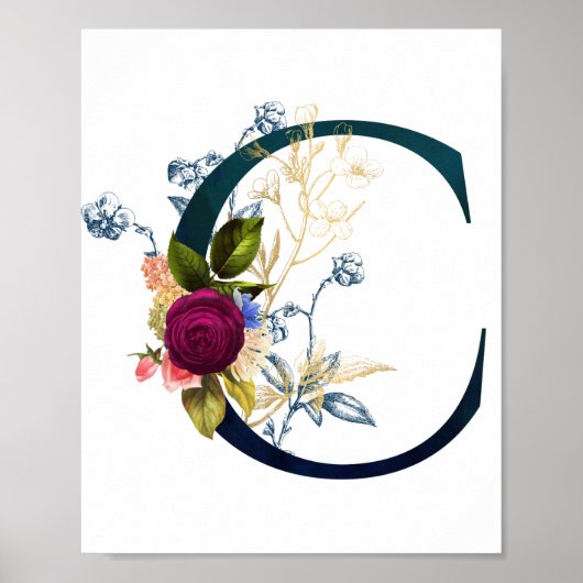 Fancy Floral Letter 'C' Poster (Voorkant)