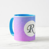 Fancy Floral Letter R Blue en Paars Mok (Voorkant links)