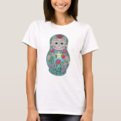 Fancy Floral Meowtreshka T-Shirt (Voorkant)
