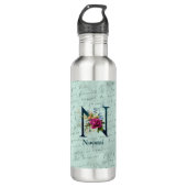 Fancy Floral Monogram Initiaal N Waterfles (Voorkant)