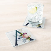 Fancy Floral Monogram Letter A Glazen Onderzetter (Schuin)