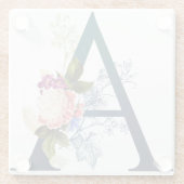 Fancy Floral Monogram Letter A Glazen Onderzetter (Achterkant)