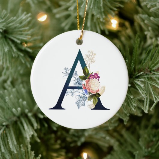 Fancy Floral Monogram Letter A Keramisch Ornament (Boom)