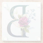 Fancy Floral Monogram Letter B Glazen Onderzetter (Achterkant)