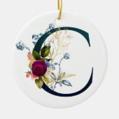 Fancy Floral Monogram Letter C Keramisch Ornament (Voorkant)