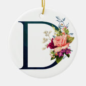 Fancy Floral Monogram Letter D Keramisch Ornament (Voorkant)