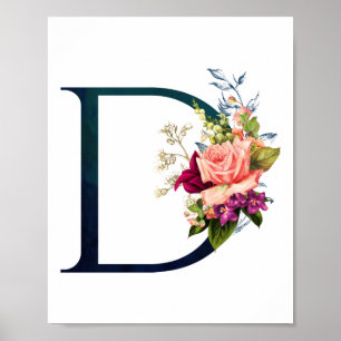 Fancy Floral Monogram Letter D Poster