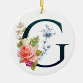 Fancy Floral Monogram Letter G Keramisch Ornament (Voorkant)