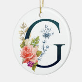 Fancy Floral Monogram Letter G Keramisch Ornament (Links)