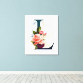 Fancy Floral Monogram Letter L Canvas Afdruk (Insitu (Houten vloer))