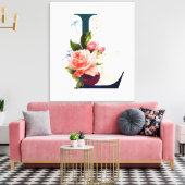 Fancy Floral Monogram Letter L Canvas Afdruk (Insitu (Woonkamer))
