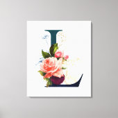 Fancy Floral Monogram Letter L Canvas Afdruk (Voorkant)