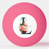 Fancy Floral Monogram Letter L roze Pingpongballen (Achterkant)