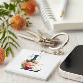 Fancy Floral Monogram Letter L Sleutelhanger (Voorkant Rechts)