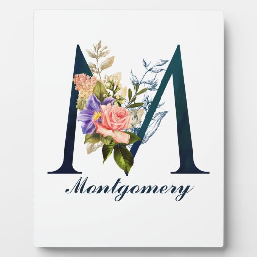 Fancy Floral Monogram Letter M Fotoplaat (Voorkant)
