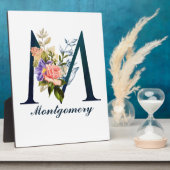 Fancy Floral Monogram Letter M Fotoplaat (Zijkant)