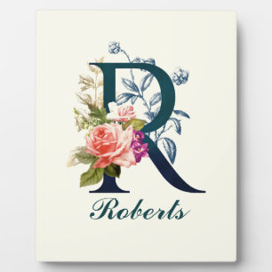 Fancy Floral Monogram letter R Fotoplaat