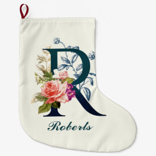 Fancy Floral Monogram letter R Grote Kerstsok