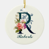 Fancy Floral Monogram letter R Keramisch Ornament (Voorkant)