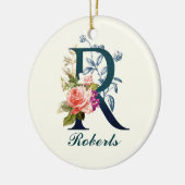 Fancy Floral Monogram letter R Keramisch Ornament (Links)