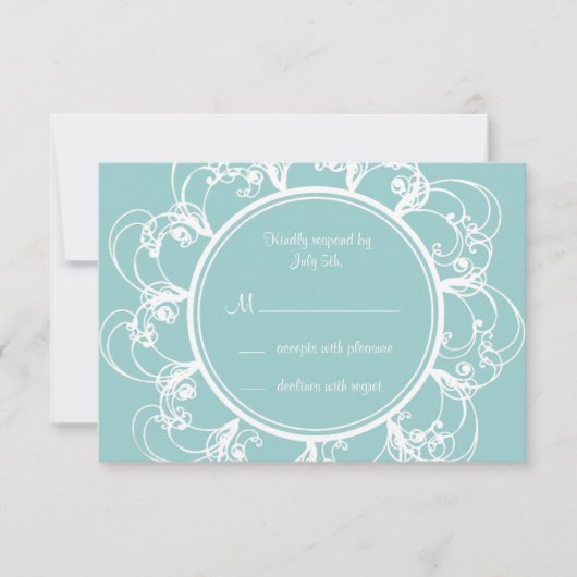 Fancy Floral RSVP (turquoise) (Devant)