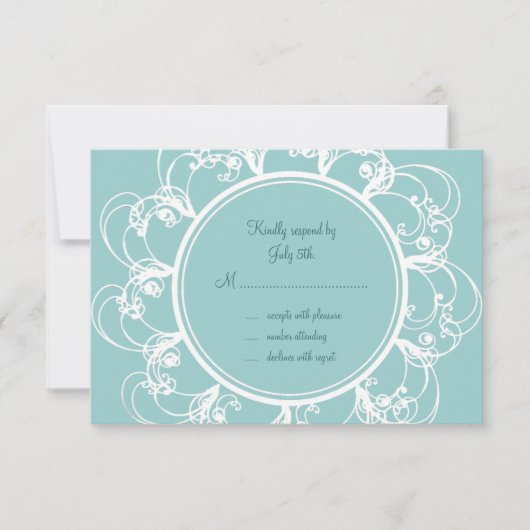 Fancy Floral RSVP (turquoise) (Voorkant)