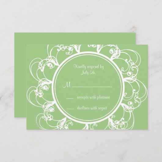 Fancy Floral RSVP (vert) (Devant / Derrière)
