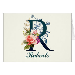 Fancy Florence Monogram Letter R Note Cards