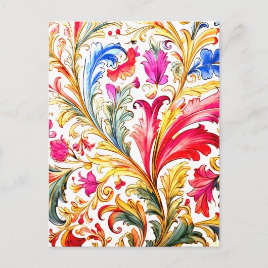 Fancy Florentijns ontwerp Waterverf bladeren Briefkaart (Voorkant)